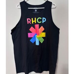 Red Hot Chili Peppers RHCP Rainbow Logo Black Cotton Tank Top Mens 2XL XXL
